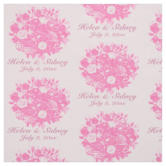 Personalizar Rosas Rosa Tecido de Casamento (Modelo)