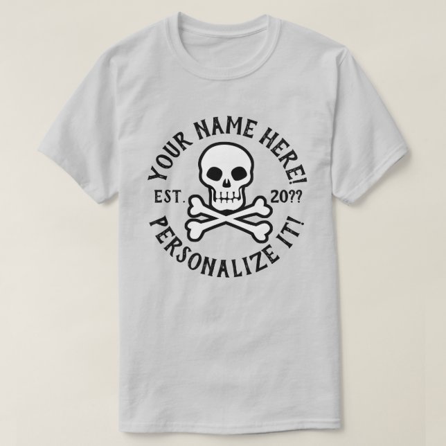 PERSONALIZAR T-Shirt Pirate Skull e Crossbones (Frente do Design)