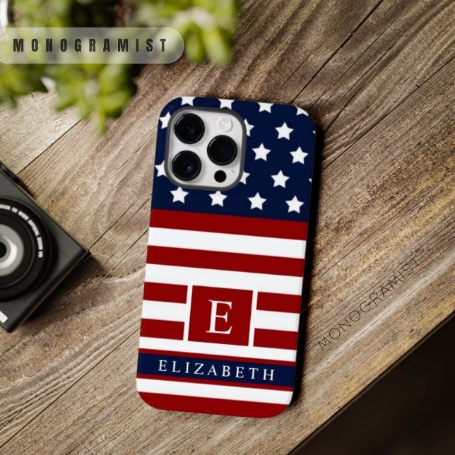 Personalizável A Cor Vermelha do Sinalizador Ameri (Customizable The USA American Flag Red Blue Color Case-Mate iPhone Case)