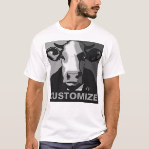Personalizável! Camisa de Vaca de Pop Preta e Bran