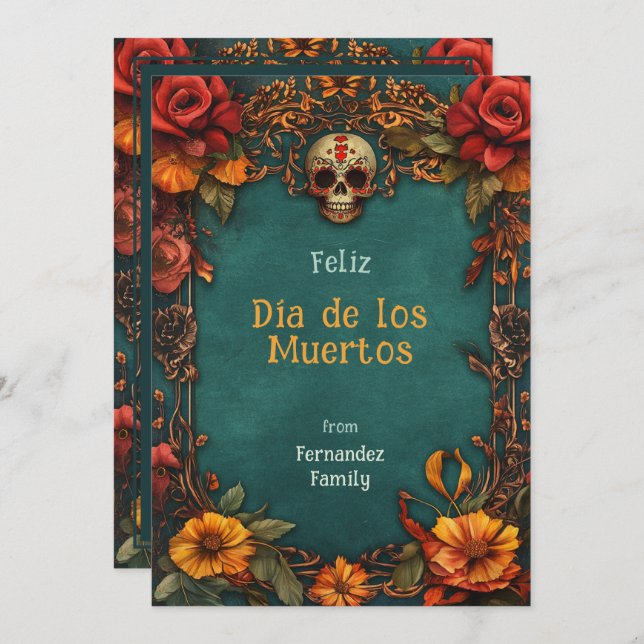 💀 personalizável Marigold Frame de Muertos (Frente/Verso)