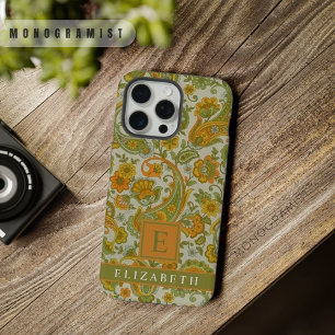 Personalizável Paisley Cinza Verde Laranja Amarelo