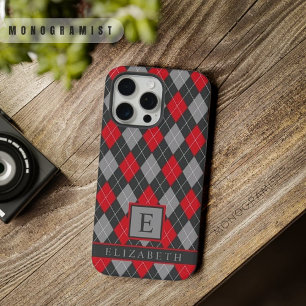 Personalizável Preto Vermelho Cinza Cor Argyle