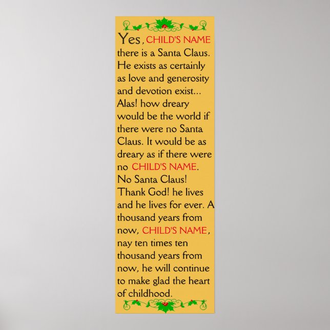 PERSONALIZÁVEL Sim! Há um poster de Papai Noel! (Frente)