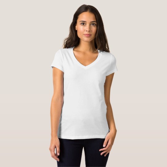Camiseta feminina Jersey Bella, Gola V, Branco