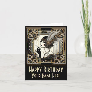 Personalize Cartão Art Deco Twenties Flapper No 3