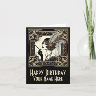 Personalize Cartão Art Deco Twenties Flapper No 3