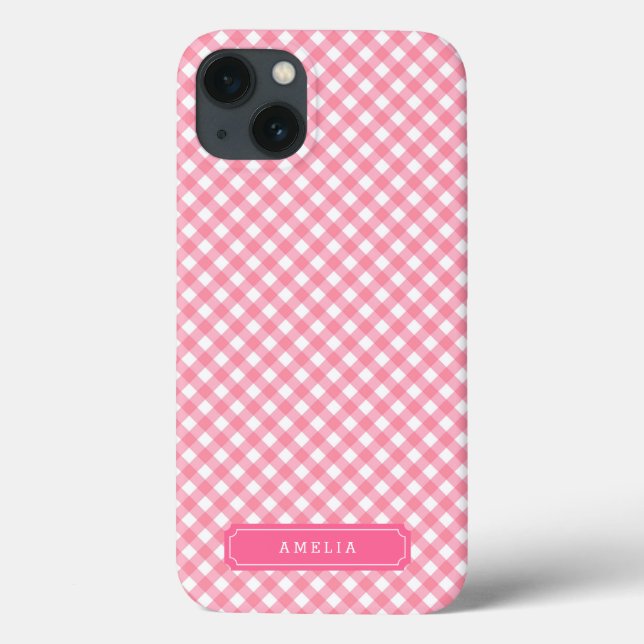 Personalize com o nome Baby Pink Gingham (Verso)