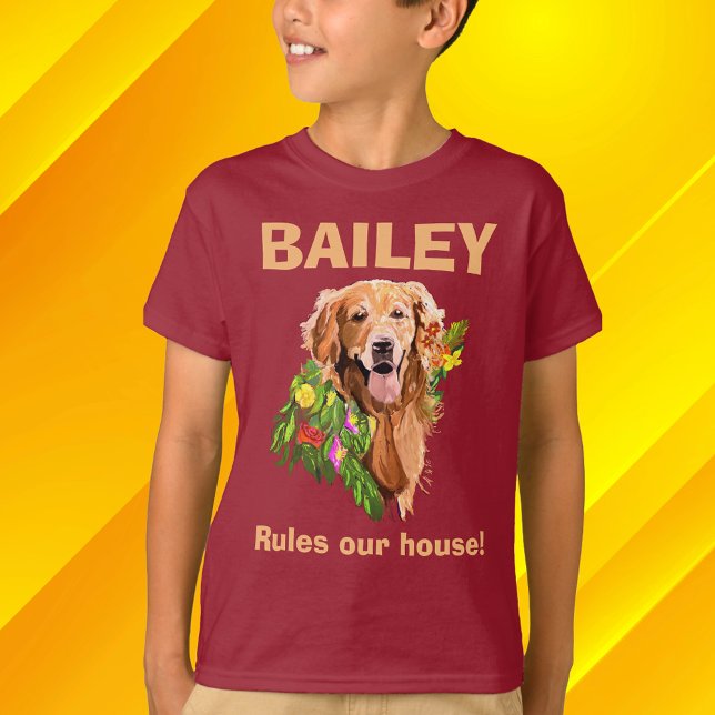 Personalize Dog’s Name and Photo  T-Shirt (Golden Retriever, Personalize)