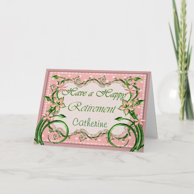 Personalize este cartão cor-de-rosa da (Frente)