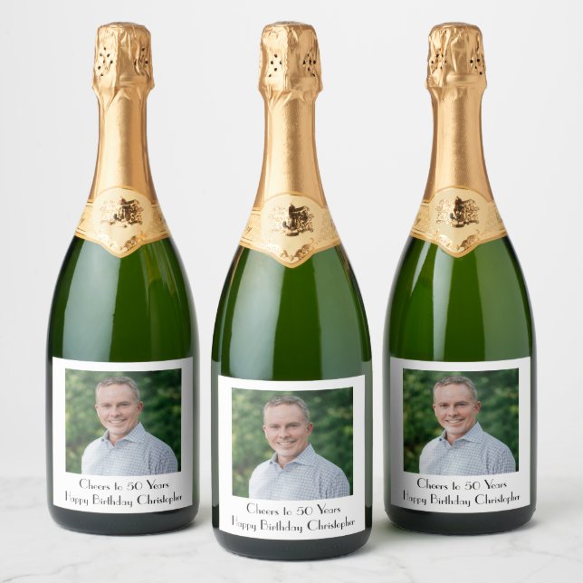 Personalize Foto de Aniversário para Ele ou Ela (Garrafas)