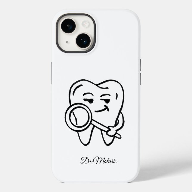 Personalize Funny Dentist Cartoon Tooth Phone Case (Verso)