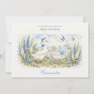 Personalize Mãe Gansa Carrinho de Bebê Azul Chuvin