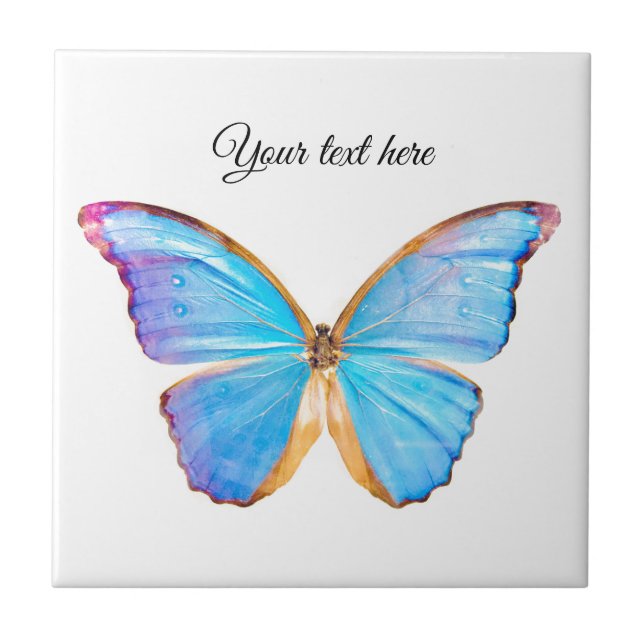 Personalize o Azulejo cerâmico BLUE BUTTERFLY (Frente)