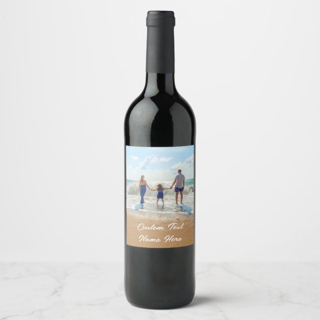 Personalize o rótulo da garrafa de vinho fotográfi (Frente)
