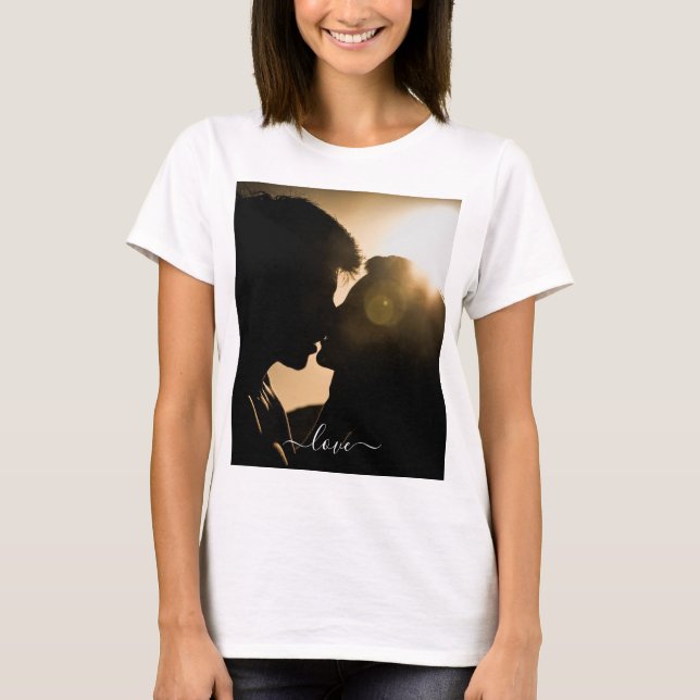 Personalize o seu dom de fotos da camisa T com tex (Frente)
