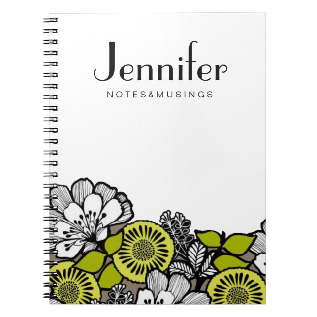 Personalize seu caderno - flores cinzentas (Frente)