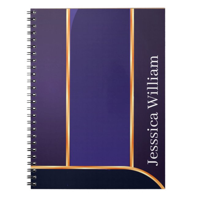 Personalize Seu Nome Elegante Caderno Escolar Roxo (Frente)