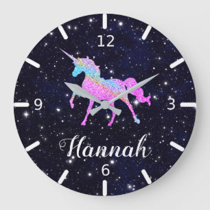 Personalize seu relógio colorido Unicorn grande