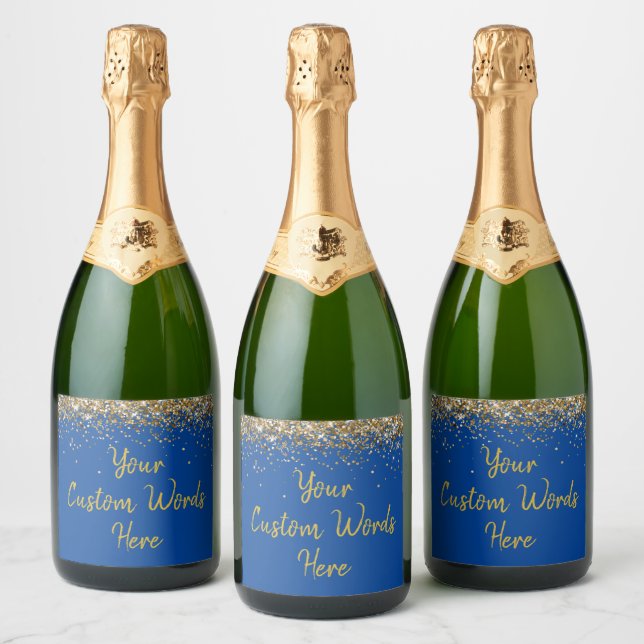 Personalize Seu Texto Aqui Presente Azul Dourado P (Garrafas)