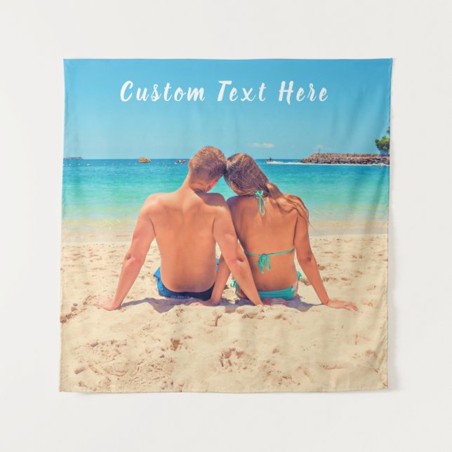 Personalize Sua Tapeçaria de Fotos com Texto Perso (Frente (Horizontal))