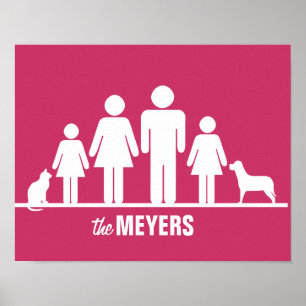 Personalize um poster da família de quatro pessoa