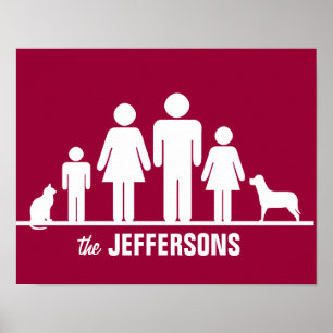 Personalize um poster da família de quatro pessoa