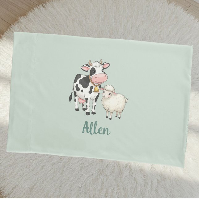 Personalized Baby Pillow Cover with Cute Cow  (Criador carregado)