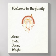 Personalized Boho Rainbow Baby Birth Announcement 
