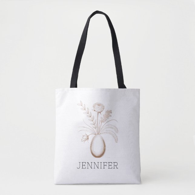 Personalized Botanical Easter Tote Bag  (Frente)