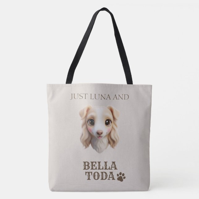 Personalized Chibi Dog & Owner Name Tote (Frente)