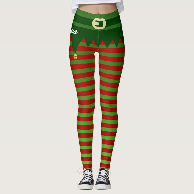 Personalized Christmas Elf Costume Leggings (Frente)
