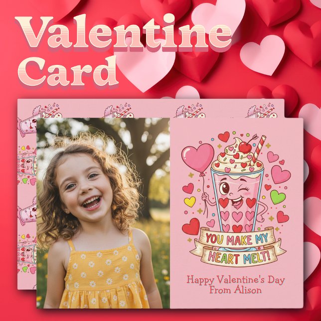 Personalized Cute Milkshake Classroom Valentine (Criador carregado)