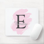 Personalized Dusty Rose Monogram Mouse Pad<br><div class="desc">This custom mouse pad features a modern dusty rose paint stroke design with a personalized name and initial. These personalized mouse pads are designed to add a touch of calm and artistic flair to your workspace while providing a smooth surface for your mouse. Whether you are looking for monogrammed mouse...</div>