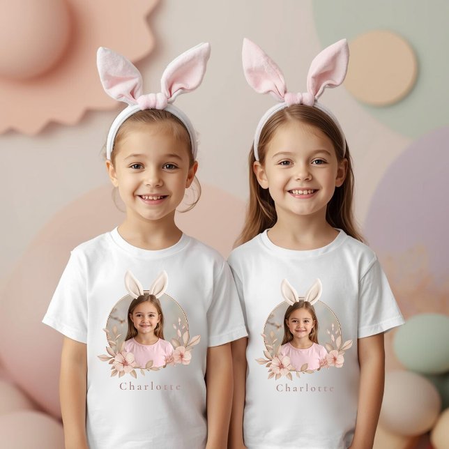 Personalized Easter Bunny Photo Kids T-Shirt (Criador carregado)