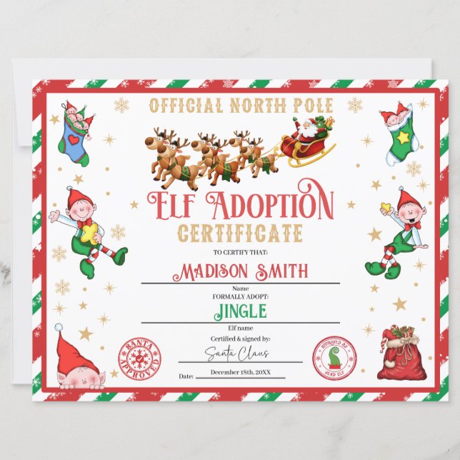 Personalized Elf Adoption Certificate (Frente)