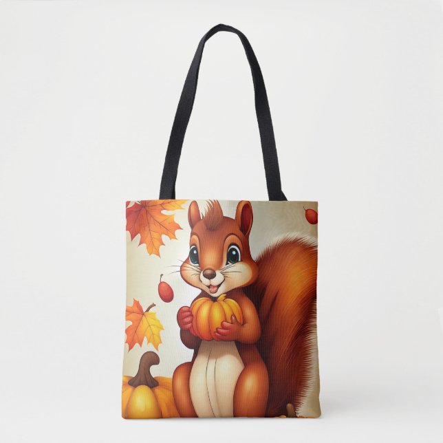 Personalized Fall Squirrel Tote Bag (Frente)