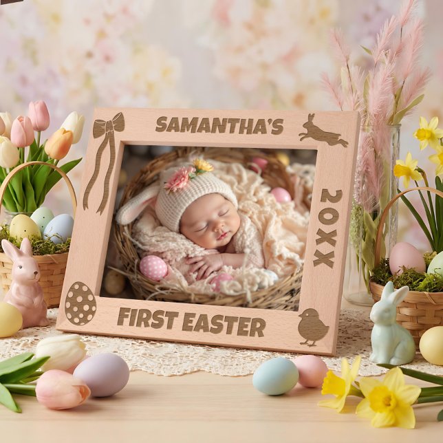 Personalized First Easter-Bunny, Eggs, Chick, Bow (Criador carregado)