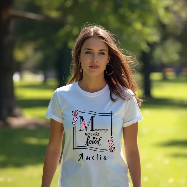 Personalized Floral Mommy T-Shirt (Criador carregado)
