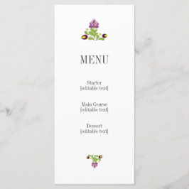 Personalized Folk Floral Wedding Menu Card