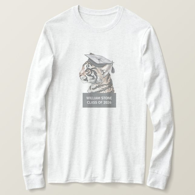 Personalized Graduation T-Shirt | Tiger Grad (Frente do Design)