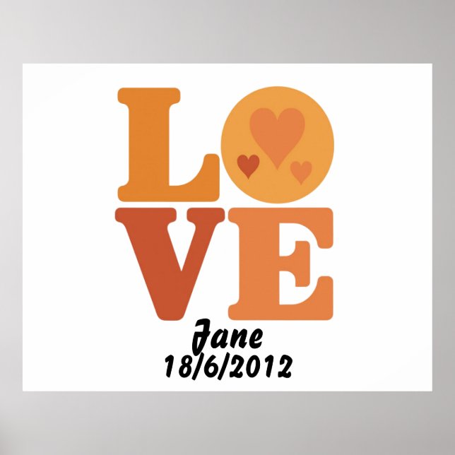 Personalized Groovy Love 70s Valentine Poster (Frente)