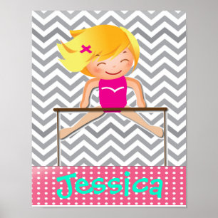 Personalized Gymnastics Girl Bar Poster