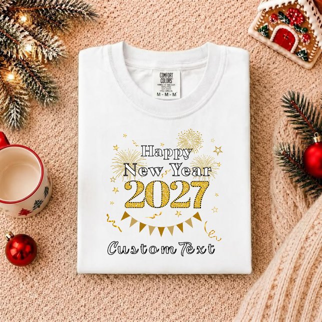 Personalized “Happy New Year 2027” T-shirt (Criador carregado)