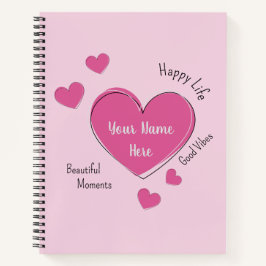 Personalized Hearts Spiral Notebook Sketchbook