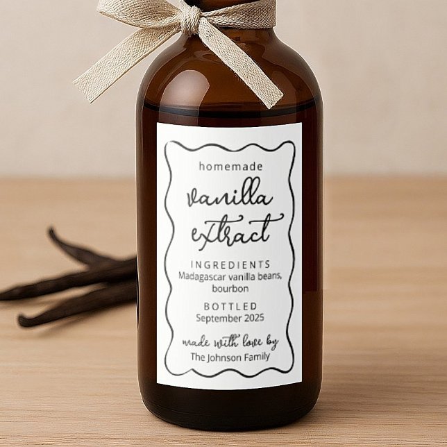Personalized Homemade Vanilla Extract Doodle Label (Criador carregado)
