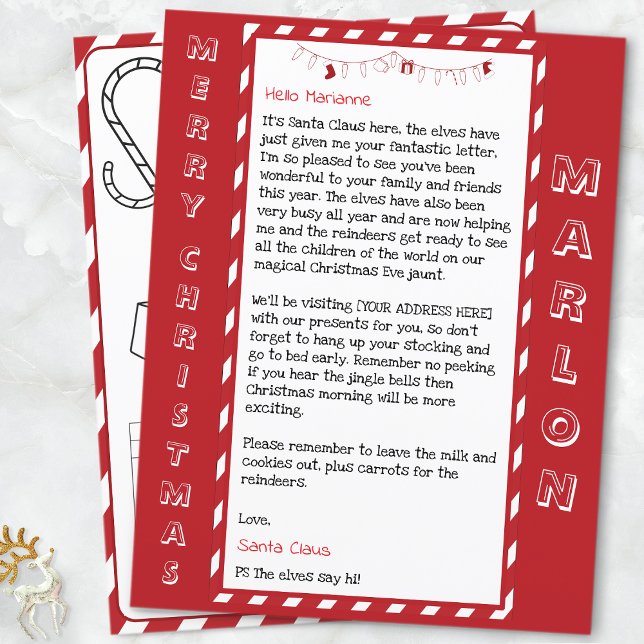 Personalized Letter From Santa For Kids (Merry Christmas Father Christmas Letter)