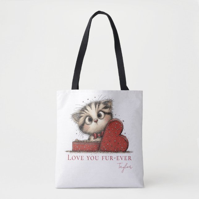Personalized Love You Fur-Ever Cat Tote Bag (Frente)