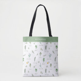 Personalized Modern Botanical Tote Bag