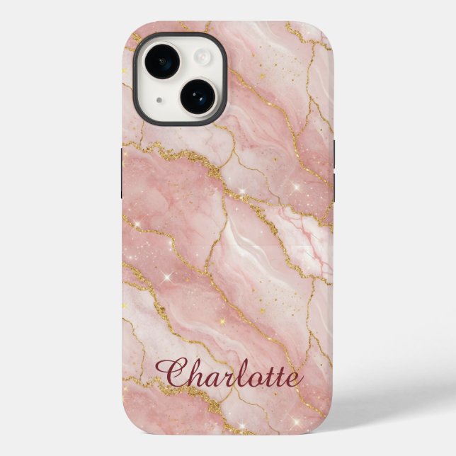Personalized Modern Rose Quartz Marble Gold (Verso)